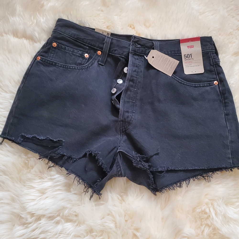 Levi's 501 High-Rise Black Denim Cutoff Shorts